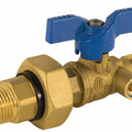 Jomar Valve T-203DU Series, 2 Piece, Gas Ball Valve, Integrated Dielectric Union End, T-Handle, Side Tap, 600 WOG
