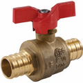 Jomar Valve T-412G T-Handle Series, 2 Piece, Standard Port, Dezincification Resistant Lead-Free Brass, Crimp Pex Connection, T-Handle, Drain, 400 WOG Ball Valve