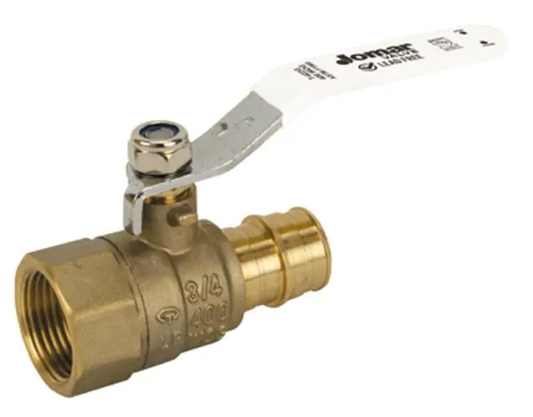 Jomar Valve T-422G FIP Series, 2 Piece, Standard Port, Dezincification Resistant Lead-Free Brass, FNPT x Expansion Pex Connection, Stainless Steel Ball & Stem, 400 WOG Ball Valve