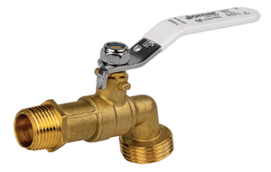 Jomar Valve T-632G Series, Quarter Turn Hose Bibb, Lead-Brass/Nickel Plated Finish, MNPT x 3/4" Hose Connection, Internal Solder, T-Handle/Lever Handle, 200 WOG