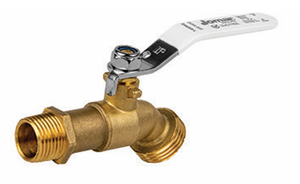 3/4" Jomar Valve T-632NKG, Quarter Turn Hose Bibb, No Kink, Dezincification Resistant Lead-Free Brass, MNPT x 3/4" Hose Connection, Lever Handle, 200 WOG