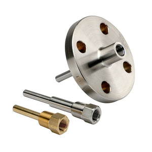 2-1/2" NOSHOK 50/75/100 Series Temperature Thermowells, 75-025-BRASS, 3/4" NPT Straight Shank, 1/2" NPSM Instrument Connection, Brass Thermowell