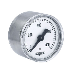 1-1/2" NOSHOK 100 Series Acrylonitrile Butadiene Styrene (ABS) & Steel Case Dry Pressure Gauges, Copper Alloy Internals, Back Connection