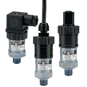 NOSHOK 300 Series Mechanical Compact Single Pole Double Throw (SPDT) Pressure Switches with Adjustable Hysteresis, 300L-3-2-30/290-111, 1/4" MNPT, 30 to 290 psig, Weatherpack Tower, 3-Pin Male, Attached to 18"