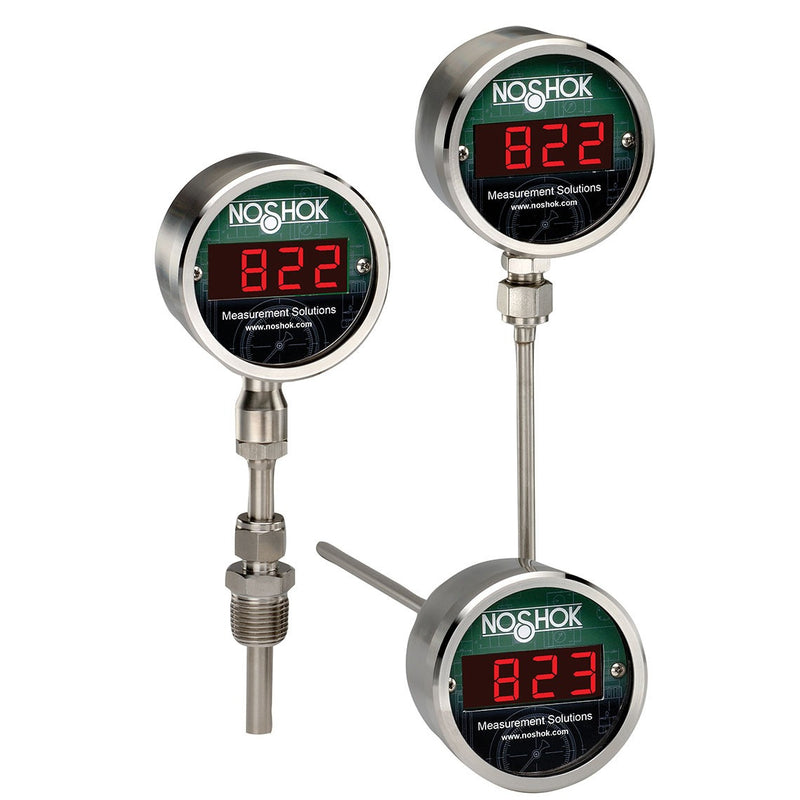 NOSHOK 820 Series Digital Temperature Indicators, 820-1-1D-48-32/300-48-080-6, Bottom Connection, 0.22%, 4 to 20 mA, Downscale Burnout, 1/2