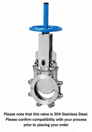 5" Orbinox  Series 20 (Uni-Directional) 304SS Knife Gate Valve, Metal seated, Rising Stem, Hand Wheel