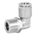 STC MES 6mm M5 W Male Elbow (Swivel)- Stainless Steel (Gripper Style) Fittings, M5