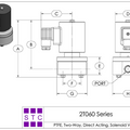 STC 2T060 NPT Isolation Solenoid Valve, PTFE Body, 2-Way, Normally Closed, Direct Acting, Isolated Diaphragm