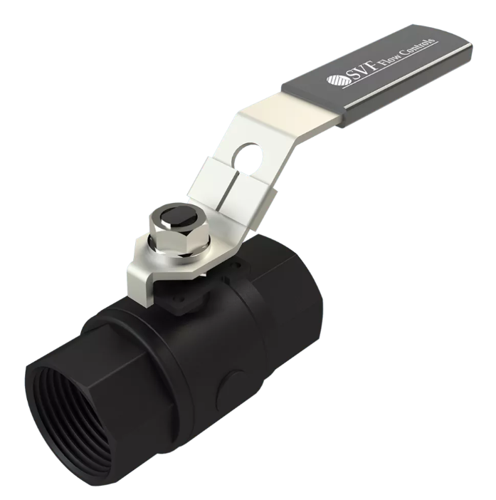 SVF Flow Control 25CS Series, 2-Piece, Carbon Steel Ball Valve, Reduced Port, RTFE Seat, Threaded, 2000 WOG