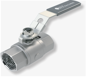 3/8" SVF Flow Control 25SS Series, 2-Piece, Stainless Steel Ball Valve, Reduced Port, RTFE Seat, Threaded, 2000 WOG