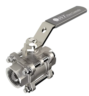 3/4" SVF Flow Control 30SS Series, 3-Piece, Stainless Steel Ball Valve, Full Port, RTFE Seat, Threaded, 1000 WOG