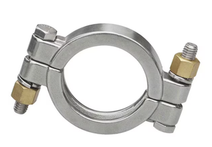 8" Sanitary Solutions SS13MHP-8-304, Heavy Duty Bolted Clamp, 304 Stainless Steel