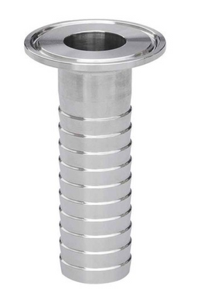1/2" Sanitary Solutions SS14MPHR-0.50-316L, Clamp Rubber Hose Barb Adapter, 316 Stainless Steel