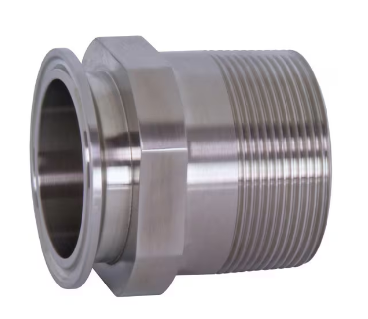 1 x 1/2" Sanitary Solutions SS21MP-1x0.50-304, 304 Stainless Steel Clamp x Male NPT Adapters