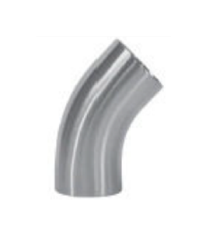 4" Sanitary Solutions SS2KS7-4-304, 45° Buttweld Elbow with Tangent, Polish ID/OD, 304 Stainless Steel