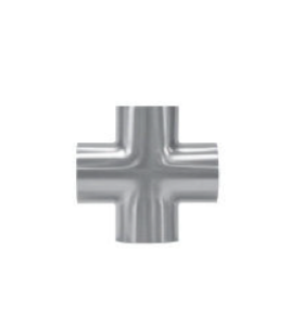 1-1/2" Sanitary Solutions SS9WWWW7- 1.5-316L, Buttweld Cross, Polish ID/OD, 316L Stainless Steel
