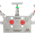 Tek-Trol Tek-Manifold 7500A-5VM-CP-8N-SS, 5-Way Block and Bleed, Multiplanar, PTFE Seal, 316 Stainless Steel Body, 6000 psi
