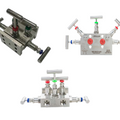 Tek-Trol Tek-Manifold 7500A Series, 5-Way Block and Bleed, Flange/FNPT/Multiplanar End Connection, PTFE Seal, 316 Stainless Steel Body, 6000 psi
