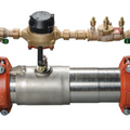 Watts LF757DCDA Series, Lead-Free Stainless Steel, Double Check Detector Backflow Preventer Assembly, UL/FM Butterfly Valve Shutoffs, Gallons/Minute Meter