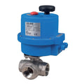 Bonomi 8E070-00 Series - Ball Valve, 3-way, L-Port, Stainless Steel, FNPT Threaded, Standard Port, with Electric Actuator